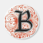 ` B de monogramme' en rouge - aimant