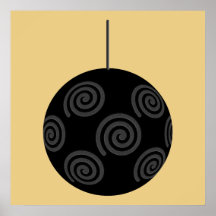Babiole noire et grise de Noël sur l'or Posters