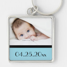 baby foto en datum van geboorte sleutelhangers