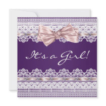 Baby shower blanc de pourpre de fille de ruban de 