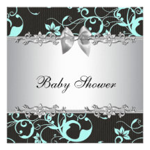 Baby shower bleu et gris turquoise élégant bristols