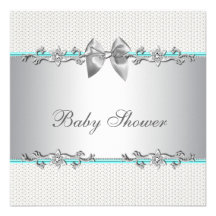 Baby shower bleu et gris turquoise élégant invitation