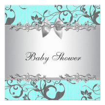 Baby shower bleu et gris turquoise élégant faire-parts