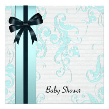 Baby shower bleu turquoise élégant invitations