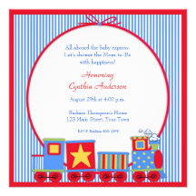 Baby shower coloré de train invitations personnalisées