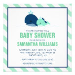 Baby shower de baleine de maman et de bébé {vert} faire-parts