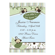 Baby shower de cercles, de rayures, de feuille et  cartons d'invitation