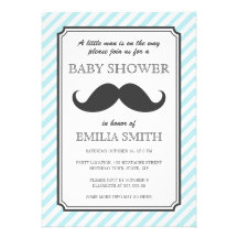 Baby shower de coup de moustache de rayures de sar invitation
