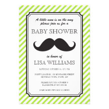 Baby shower de coup de moustache de rayures de ver invitation personnalisée