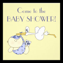 Baby shower+De de leuke Jongen en Ooievaar van het uitnodigingen