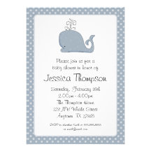 Baby shower de garçon de pois de baleine bleue invitations personnalisées
