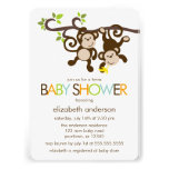 Baby shower de jumeaux de singes et de pois invitation