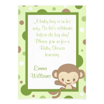 Baby shower de zoo de singe Invitation-Vert