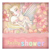 Baby shower féerique floral rose de mère et de nou faire-parts