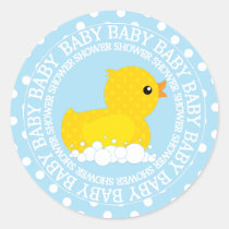 Baby shower jaune de canard de Polkadot autocollants