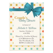 Baby shower le rétro de polka du couple coloré de  invitations