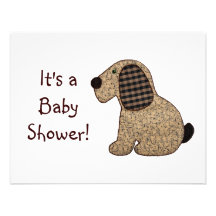 Baby shower mignon de chien de guingan de style ca cartons d'invitation