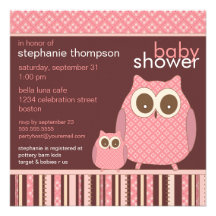 Baby shower van de Uil van mamma's het Roze & van  Gepersonaliseerde Uitnodiging