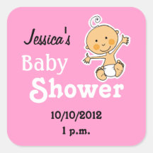 Baby shower voor babymeisje vierkant sticker