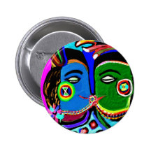Baiser passionné - style vintage d'art de caverne  badge