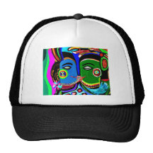 Baiser passionné - style vintage d'art de caverne  casquettes de camionneur