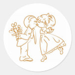 Baisers du croquis de couples adhésifs ronds