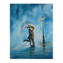 BAISERS DU PARAPLUIE DE COUPLES CARTES POSTALES