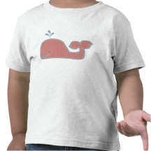 Baleine heureuse en rouge fané et le bleu t-shirts