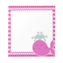 Baleine rose mignonne de bande dessinée bloc-notes mémo