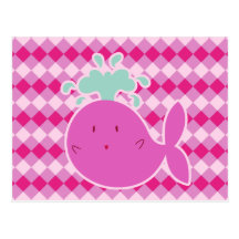 Baleine rose mignonne de bande dessinée carte postale