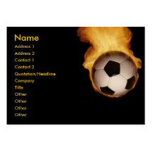 Ballon de football sur la carte de profil du feu modèles de cartes de visite