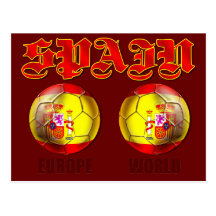 Ballons de football espagnols de drapeau du monde  cartes postales