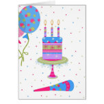 Ballons et carte d'anniversaire colorés de gâteau