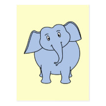Bande dessinée bleue mignonne d'éléphant cartes postales