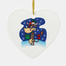 bande dessinée caroling de vache à Noël drôle Décorations Pour Sapins De Noël