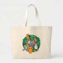 Bande dessinée d'animaux de safari sac en toile
