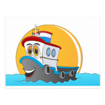 Bande dessinée de bateau de traction subite carte postale
