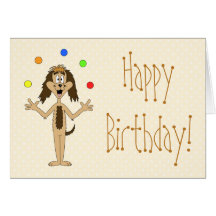 Bande dessinée de jonglerie de chien. Anniversaire Cartes De Vœux