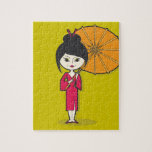 Bande dessinée de Madame de geisha sur un arrière  Puzzle Avec Photo