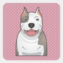 Bande dessinée de pitbull autocollant carré