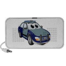 Bande dessinée de voiture de police de vert bleu haut-parleur ordinateur portable