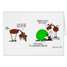 Bande dessinée drôle de cheval et de papillon cartes de vœux