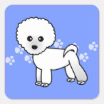 Bande dessinée mignonne de Bichon Frise - bleu Autocollants