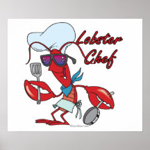 bande dessinée mignonne de chef de homard affiche