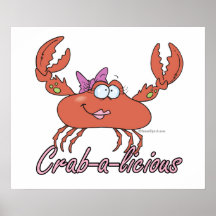 bande dessinée mignonne de crabe de fille de crabe posters