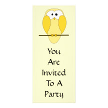 Bande dessinée mignonne de hibou. Jaune Faire-parts