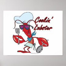 bande dessinée mignonne de homard de cuisine de co affiche