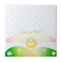 Bande dessinée mignonne de kawaii du soleil carreau en céramique