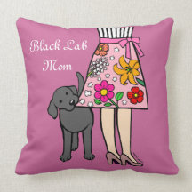 Bande dessinée noire de jupe de Labrador et de mam Coussin