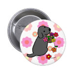 Bande dessinée noire de panier de fleur de chiot d badges avec agrafe